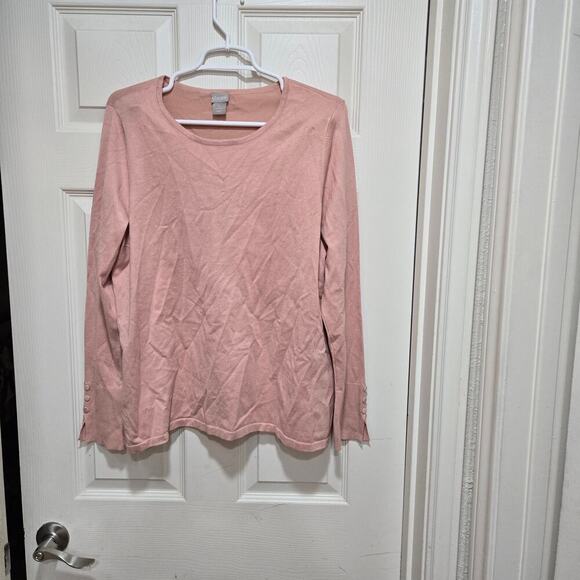 Chicos top womens size large pink button sleeve pullover blouse lightweight - Picture 4 of 9